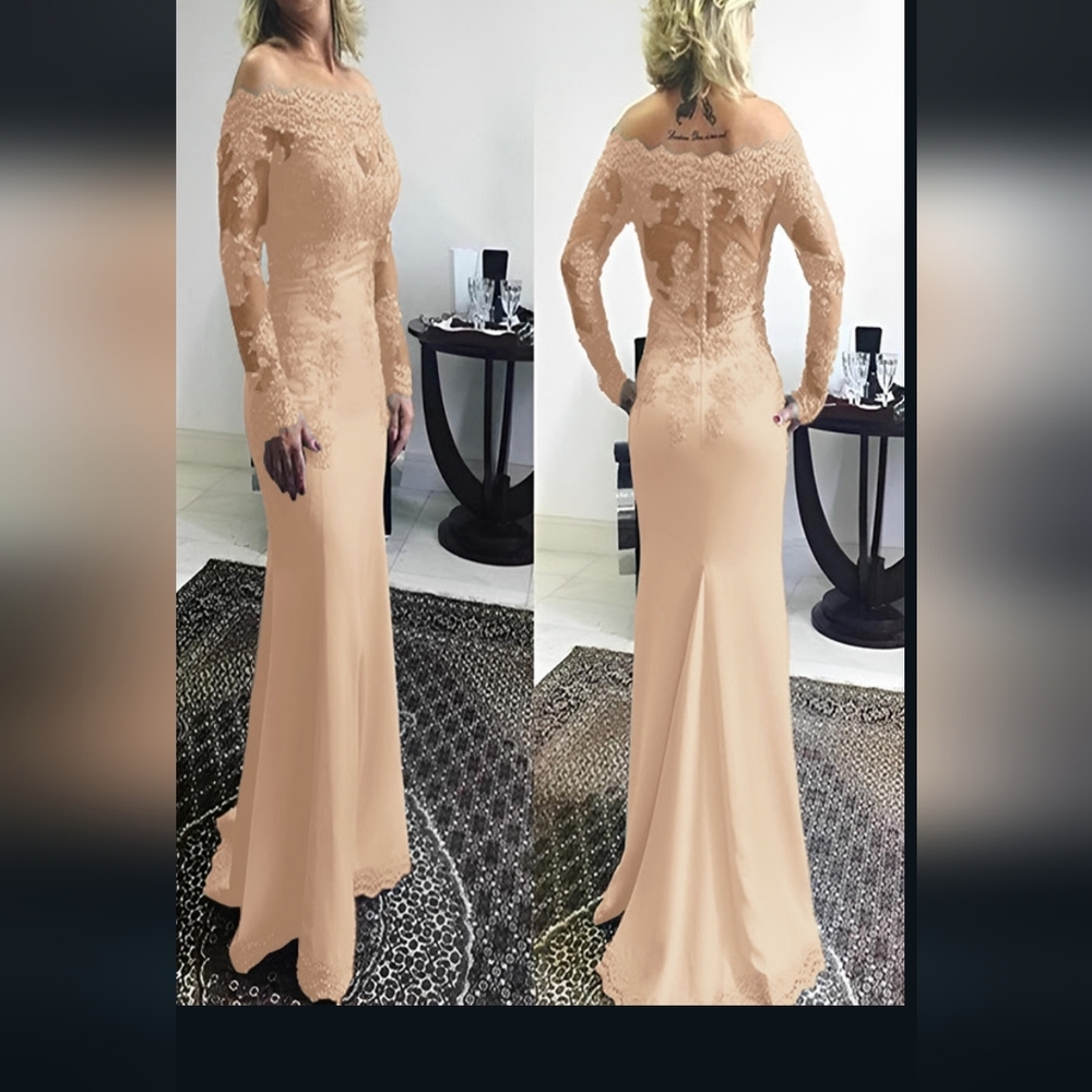 Chic Long Sleeve Off Shoulder Lace Gown